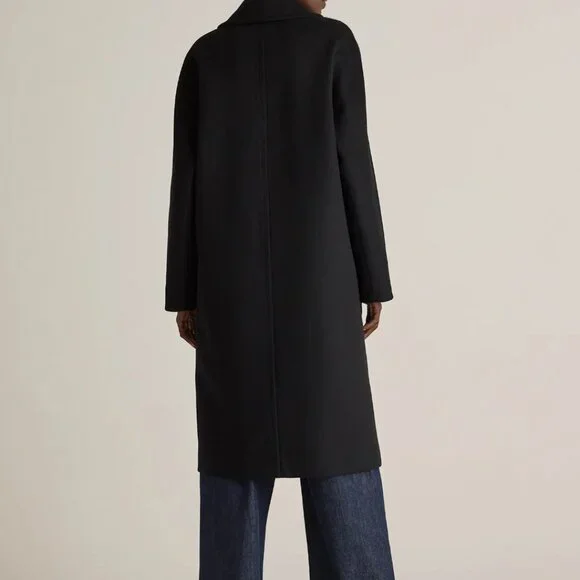 Quince Italian Wool Double-Breasted Slouch Coat Black Size small NWOT - Picture 2 of 8